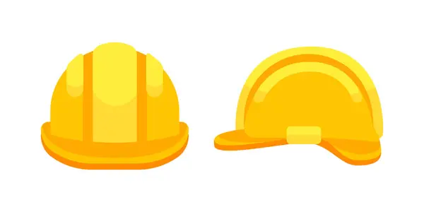 stock vector Safety yellow construction helmet. Plastic headwear for worker safety