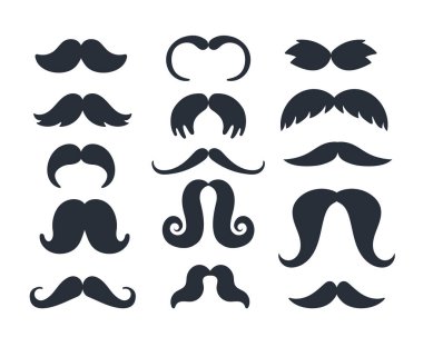 Siyah bıyık ikonu. Bıyık simgesi seti.
