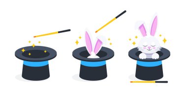 Sihirbazlar siyah şapka, tavşan kulaklı sihirli şapka. Tavşanlı sihirbaz şapkası