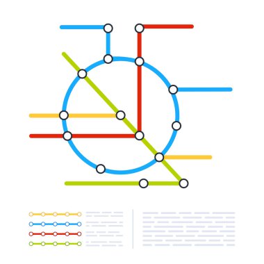 Metro şehir haritası. Yeraltı ışınlama sistemi. Toplu taşıma.