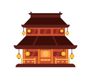 Geleneksel Çin binaları. Çin şehri. Japonya mimari inşa ediyor.