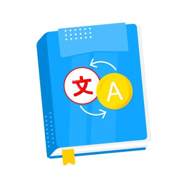 Mavi sözlük Çince harfleri İngilizce alfabesine çeviriyor, yeni dil kavramı öğreniyor..