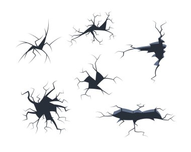 Beyaz yüzeydeki çatlaklar tehlike ve riski işaret ediyor. Deprem sonrasına benziyor. Bölmenin dinamik desenleri dinamik arkaplana derinlik ekle.