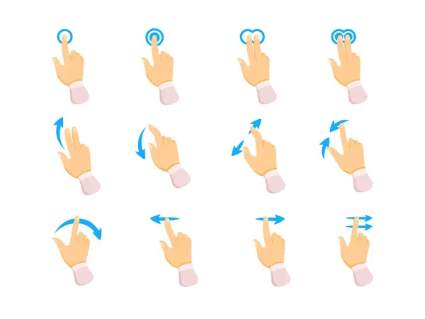 stock vector Touch screen hand gestures set. Like swipe, scroll and pinch