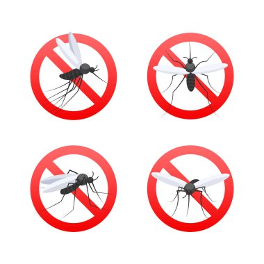 Kırmızı çizgili kırmızı daire kırmızı çizgiyle kesişiyor. Sivrisinek kontrolü ve böcek savar gösteriyor.