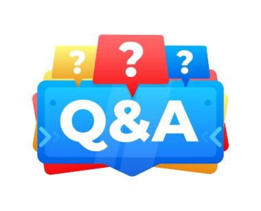 Konuşma baloncukları üzerinde soru işaretleri olan sıklıkla sorulan sorular hakkında renkli çizimler