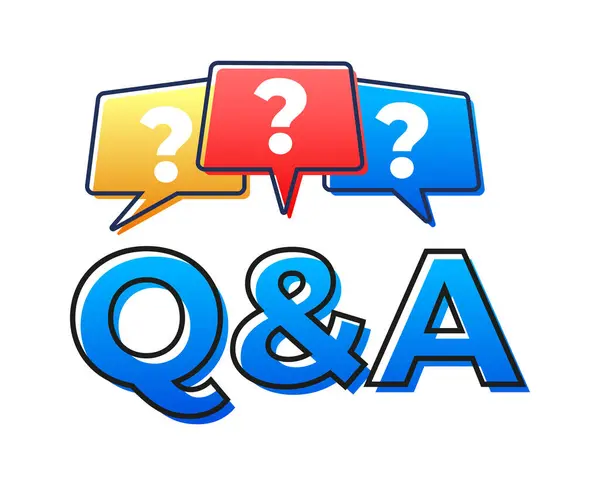 Q ve renkli konuşma baloncukları olan bir konsept faq, çevrimiçi destek, iletişim ve tartışma soru işaretlerini gösterir