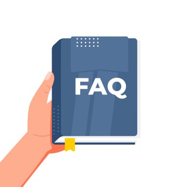 Sık sık sorulan sorular kavramını vurgulayan kitap ayracıyla el ele tutuşmak