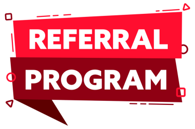 Referans Programı kırmızı etiketli konuşma balonu. resimleme