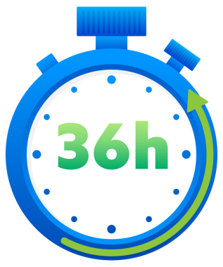 12, 24, 36, 48 ve 72 saatlik saat oku. Çalışma ve Teslimat Servis Etkisi zaman simgeleri. İnfaz emri. resimleme