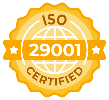 ISO 29001 Sertifikalı Pul Tasarımı - Petrol, petrokimya ve doğal gaz sanayilerindeki kalite yönetim sistemleri için birinci sınıf altın ve beyaz amblem.