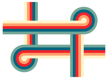 Retro 1970 'ler Soyut Arkaplan, Renkli Geometrik Şekiller ve Çizgiler, Vintage 70' ler Destern Design Design, Minimalist Artwork.