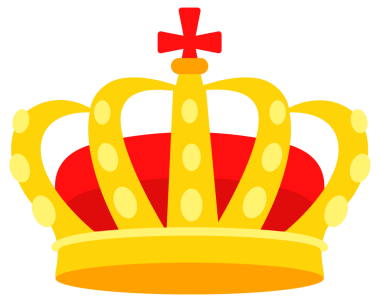 Altın taç. Kral ve kraliçeye taç giydirmek. Altın kraliyet mücevherleri. resimleme.