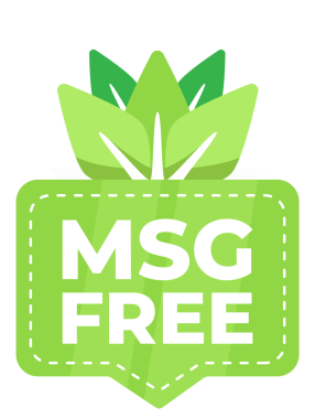 Yaprak tasarımlı rozet ürünün monosodyum glutamat içermediğini doğruluyor..