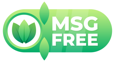 Yaprak tasarımlı rozet ürünün monosodyum glutamat içermediğini doğruluyor..