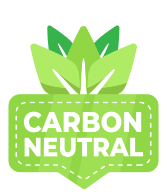 Karbon nötr amblemi. Yaprak desenli. Karbon ayak izini azaltma kararlılığını temsil ediyor..