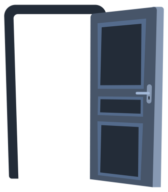 Kapı kapalı ve klasik iç mekan açık. Kapı çerçevesi ayarlandı. resimleme.