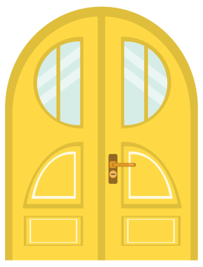 Renkli ön kapıları evlere ayarlayın. Ev cephesi ya da oda girişi. resimleme.