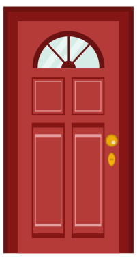 Renkli ön kapıları evlere ayarlayın. Ev cephesi ya da oda girişi. resimleme.