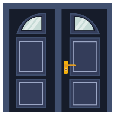 Renkli ön kapıları evlere ayarlayın. Ev cephesi ya da oda girişi. resimleme.