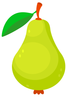 Yeşil armut seti. Dilimlenmiş armut koleksiyonu. resimleme.