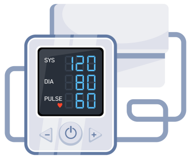 Tıbbi tonometre ve optimal kan basıncı. Hipertansiyon dijital tonometre, sfinometre. resimleme.