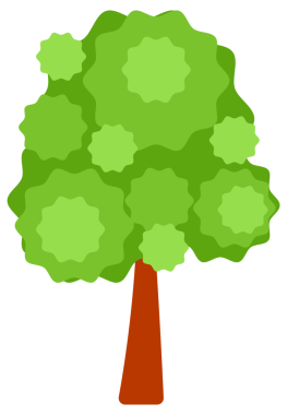 Ağaçlar. Orman ağacı doğa bitkisi. resimleme.