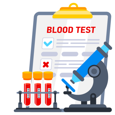 Tıbbi kan testi. Kan testi laboratuarı. Laboratuvar araştırması. resimleme.