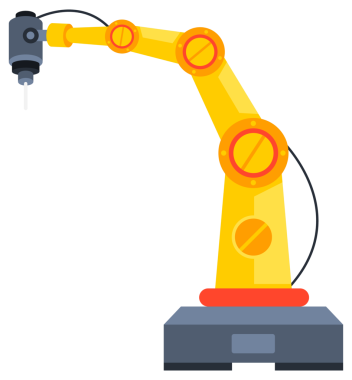 Robot kollar. Otomasyon teknolojisi üretiliyor. Robot kollar ya da eller. Akıllı fabrika sanayi 4.0. Görüntü.