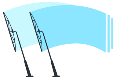 Arabanın ön cam silici camı. Silecek ön camı temizler. resimleme.