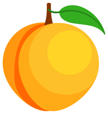 Şeftali dilimleri ve tam meyve koleksiyonu. resimleme.