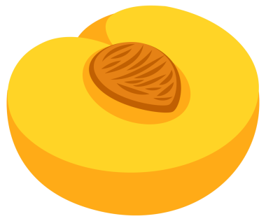 Şeftali dilimleri ve tam meyve koleksiyonu. resimleme.