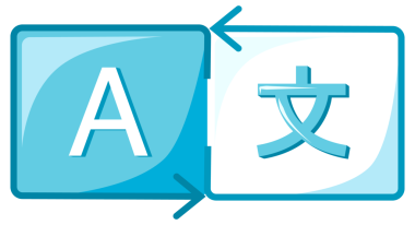 Çevirmen simgesi kümesi. Dil çevirisi. Tercüme servisi, sözlük. resimleme.