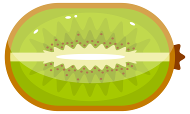 Kivi. Bir bütün, yarım taze kivi meyvesi.