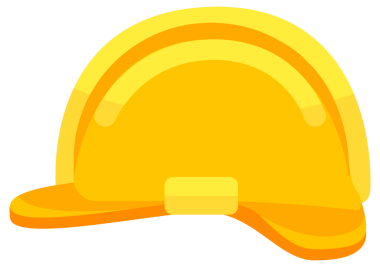 Güvenli sarı miğfer. İşçi güvenliği için plastik başlık