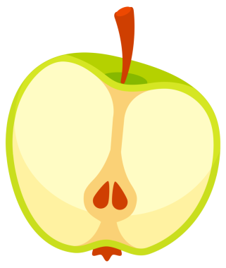 Elmalar ve dilimlenmiş elmalar. Elma meyvesi.