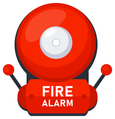 Kırmızı yangın alarmı. Alarm sistemi sinyal cihazı. Önlem, acil durum.