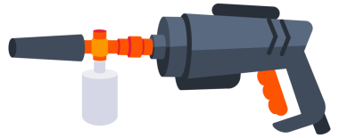 Basınçlı yıkama silahı. Beyaz arkaplanda Jet Spreyi.