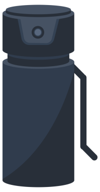 Nefsi müdafaa malzemeleri koleksiyonu. Silah ve biber gazı. Kişisel güvenlik için taşınabilir koruyucu araçlar