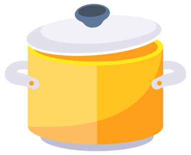 Tencereler ve tencereler. Tencereler, kızartma tavaları. Mutfak kapları.