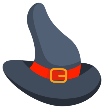 Koleksiyon Karnavalı kostümleri şapkaları. Korsan, polis, cadı şapkası ve bir kovboy da dahil..