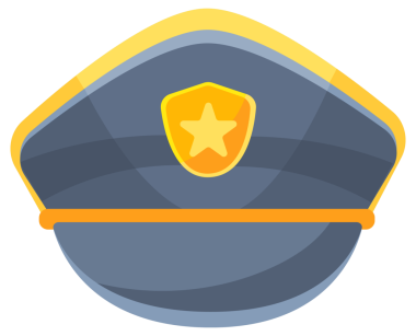 Koleksiyon Karnavalı kostümleri şapkaları. Korsan, polis, cadı şapkası ve bir kovboy da dahil..