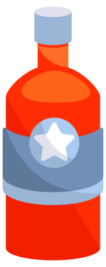 Alkol cam şişeleri. Beyaz arka planda şampanya, bira ve brendi..