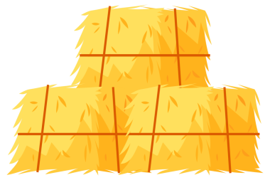 Saman balyaları hazır. Samanlık, kırsal saman yığını. Çiftlik kırsal doğal saman.