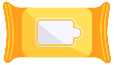 Islak mendil hazır. Antibakteriyel plastik paket.