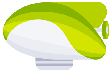 Zeppelin with stripes cabins. Passenger airships set collection. Cigar shaped balloon