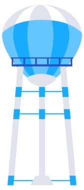 Su kulesi hazır. Yükseltilmiş Su Tankı. Endüstriyel tank