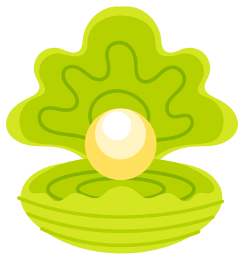 İnci kabukları. Açık deniz kabuğu deniz tarağı ve inci kabuğu. resimleme