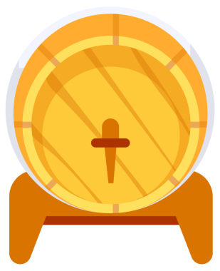 Tahta fıçı ya da fıçı alkol. Ön ve üst görünüm.