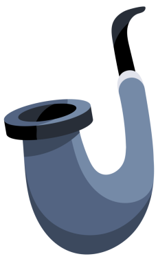 Klasik tütün piposu. Kahverengi ahşap pipo tütün tabelası. Klasik nikotin tiryakisi..